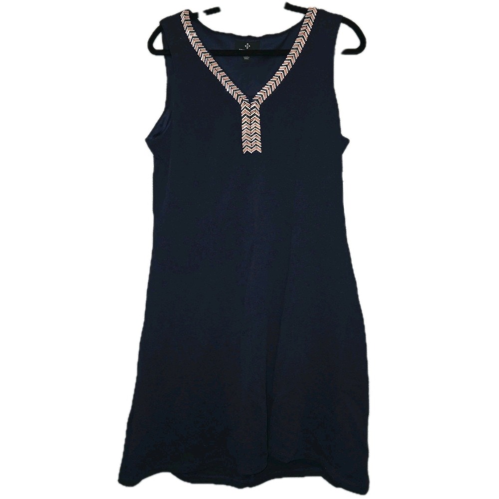 NWT Ronni Nicole Navy Blue Beaded Sheath Dress Womans Size 14 Sleeveless V-Neck
